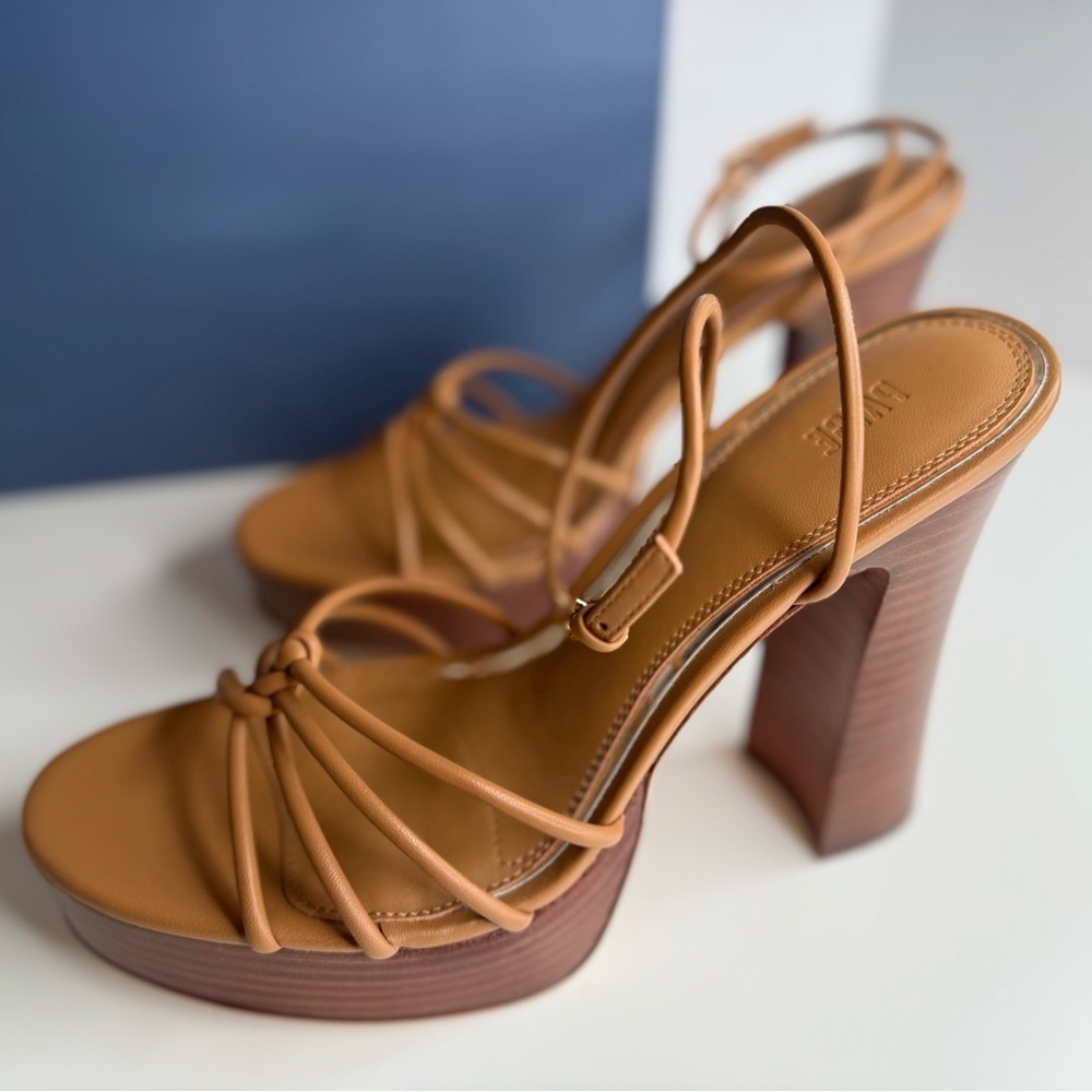 Paige Hailey Platform Sandal in Cognac Leather Size 10 NWT Strappy Euro Summer - Picture 5 of 15